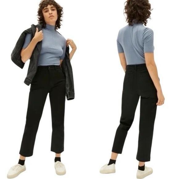 Everlane Cropped Straight Regular Black Denim Jeans size 00 - Picture 1 of 7